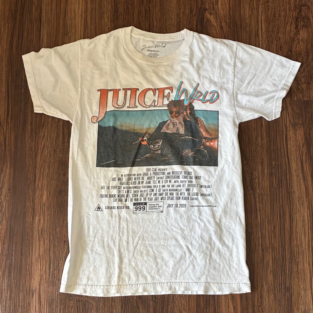 Juice WRLD T-Shirt Mens Small White Good Legends Never Die 999 Club Album Promo